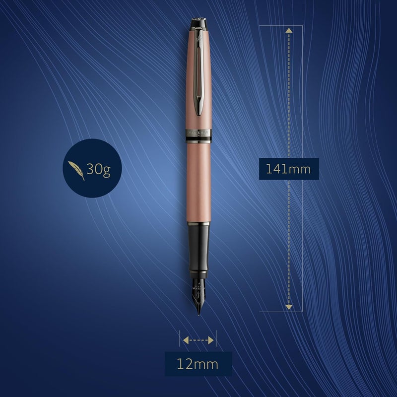 Waterman Expert Fountain Pen - Metallic Rose Gold Lacquer with Ruthenium Trim - Image 3